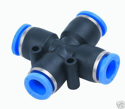 Push in lock air fitting union cross manifold 5/32&#034; od for sale