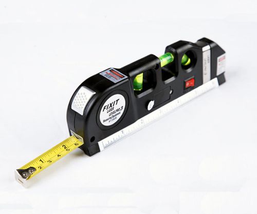 Multipurpose Laser Level Horizon Vertical Measure Tape Ruler Aligner 8FT Black