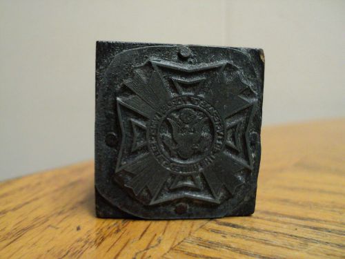Vintage Veterans of Foreign Wars Printing Press Ink Stamp Block Printing Tool