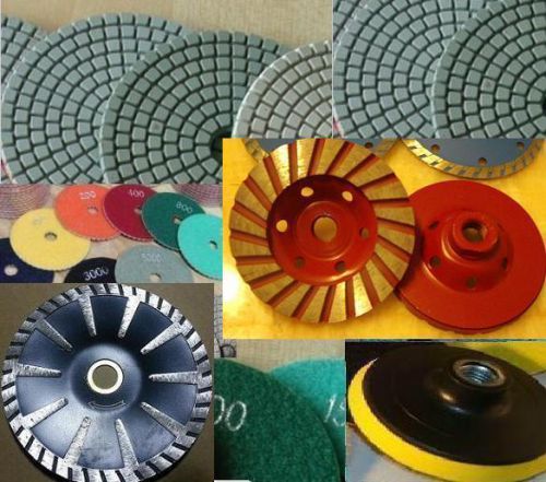 5 inch diamond polishing 12+1 pad turbo coarse cup convex blade concrete granite for sale