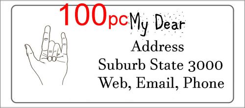 100 Personalised return address label custom adhesive sticker 56x25mm hand sign