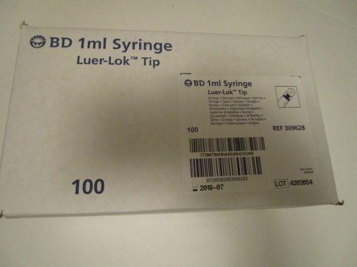 100 BD 1ml Syringe with Luer-Lok Tip 309628 - NEW IN BOX - Sealed