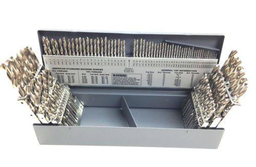 115 piece bright finish high speed steel jobber drill set - usa (5001-0115) for sale