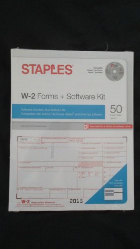 50 count pack of staples 2015 irs tax w-2 6-part form sets &amp; software kit for sale