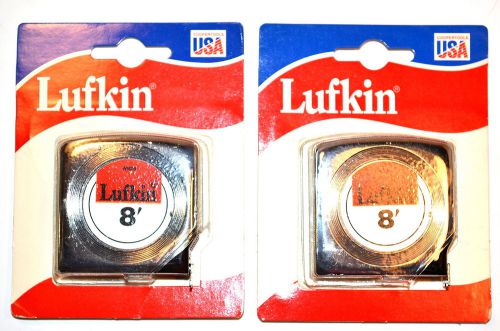 2 nos lufkin usa 1/2&#034; x 8&#039; chrome mezurall pocket tape measure #w928b list $59 for sale