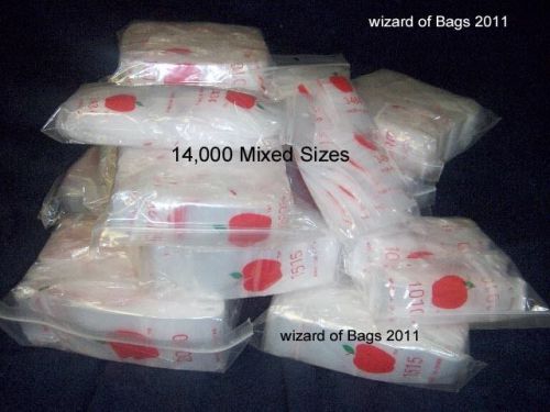 Baggies Mixed sizes  Apple Brand  Bags Ziplock Liquidation Sale!! (14,000)