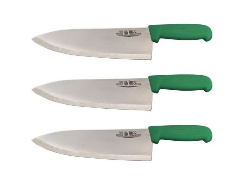 Set of 3 - 10” Green Chef Knives Cook French Stainless Steel Food Service Knives