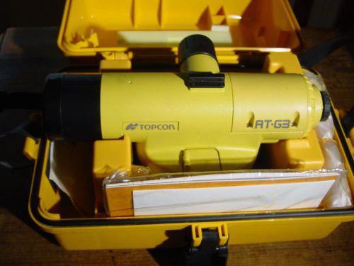 TOPCON AT-G3 AUTO LEVEL SF7303 WITH CASE, INSTRUCTIONS, PLASTIC COVER, &amp; WRENCH