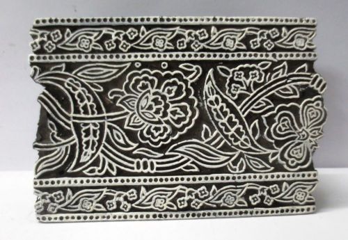 INDIAN WOODEN HAND CARVED TEXTILE PRINTING ON FABRIC BLOCK / STAMP FINE CARVING