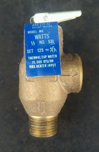 Watts Pressure Relief Valve 1/2” Set 125PSI 53L *New in Box* 692217 3L