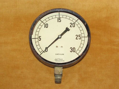 Vintage jas.p.marsh vacuum gauge 30inhg steampunk rat rod skokie illinois 4-3/4&#034; for sale