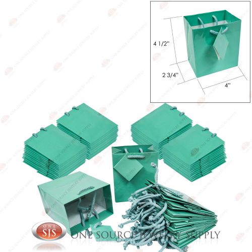 50 Solid Teal Blue Tote Gift Merchandise Bags 4&#034; x 2 3/4&#034; x 4 1/2&#034;H