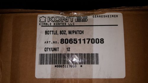 Kontes 8 oz (250ml) Amber Bottles with Patch (cs12)(Cat#8065117008)
