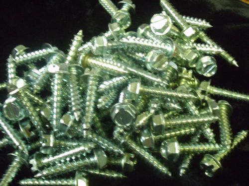 #12 x 1&#034; washer hex head slotted tap screws zinc blue (qty 99) #j55230 for sale