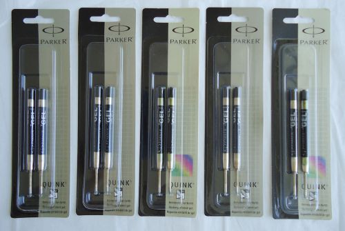 10x PARKER QUINK Gel Refills BLACK Ink Medium Point BRAND NEW SEALED!