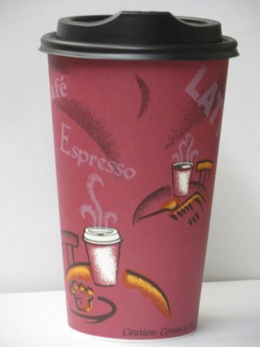 Bistro Design paper Coffee Cups 16 Oz. With lid - 100 sets- plus 5 plastic clip