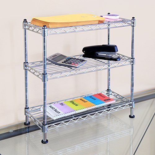 Seville Classics 3 Shelf Cabinet Organizer, 17.5 by 7.5 by 18.5-Inch, Ultra Zinc