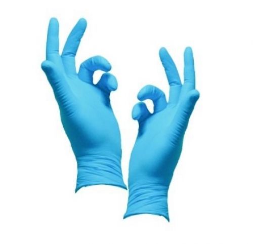 Infi-touch, multi purpose heavy duty, blue nitrile gloves, 9.5&#034; length, powder for sale