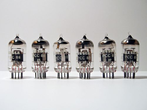 6 x Tesla NOS PCC88 - 7DJ8 Vacuum Audio Double Triode Tubes Valves, WHITE LABELS