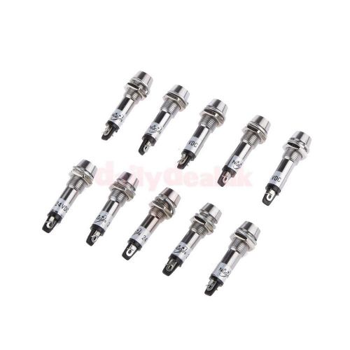 Pack of 10 XD8-1 24V 8mm Signal Indicator Pilot-Light Lamp Hdd led light Bulb