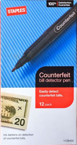 12 PACK Staples Counterfeit Bill Detector Pen. NIB