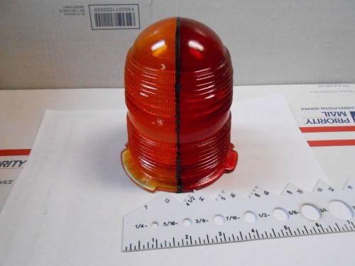 50022YR SPLIT 2 COLOR GLASS GLOBE RED/YELLOW 5 1/5 TALL 3 1/4 INSIDE NOS