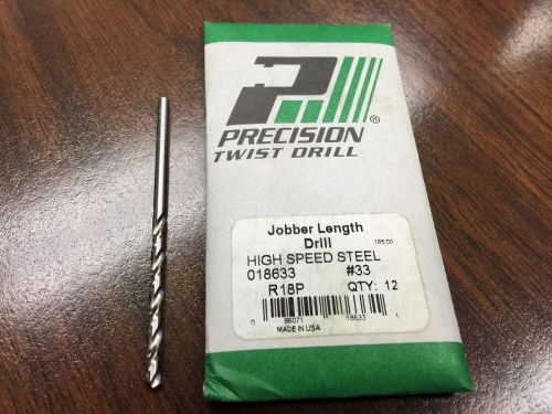 Precision twist drill 018633 #33 hss jobber length drill r18p for sale