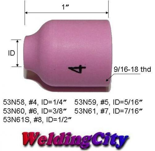 Weldingcity 10 ceramic gas lens cups 53n58 (#4) for tig welding torch 9/20/25 for sale