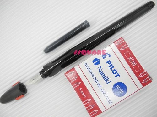 1 pen +7 blue cartridges, pilot fp-50r penmanship extra fine fountain pen, black for sale