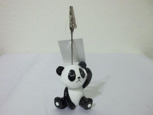 Panda bear note holder press clip 5&#034; black and white desk accessory office NEW