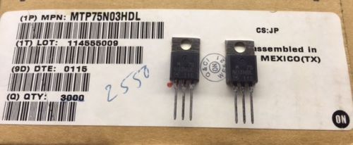 (20 pcs) MTP75N03HDL On-Semi, 75A 25V, Power MOSFET Transistor,N-Channel,TO-220