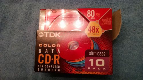 9 TDK Color Data CD-R 80 min 700 MB slim case New