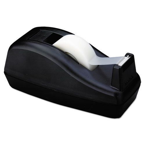 Deluxe Desktop Tape Dispenser, Attached 1&#034; Core, Heavily Weighted, Black