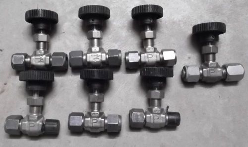 7 Parker Valves 3/8&#034; x 1/4&#034;  2 way and 3/8&#034; 2 way