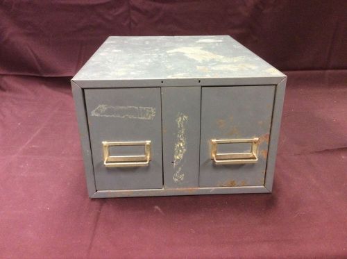 Vintage Metal 2 Drawer 4x6 File Cabinet with two sets of index dividers.