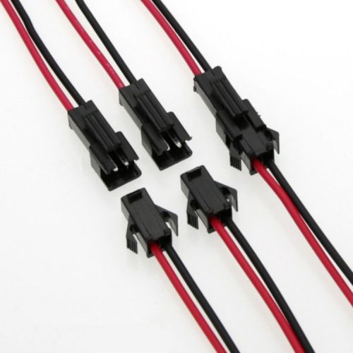 10 Pairs 2.54mm SM 2-Pin 2P Connector plug Male &amp; Female with 50cm Wires Cables