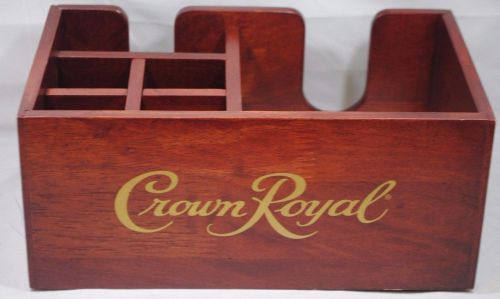 Crown Royal Gold Logo Cherry Wood Napkin Straws Dispenser Bar Caddy