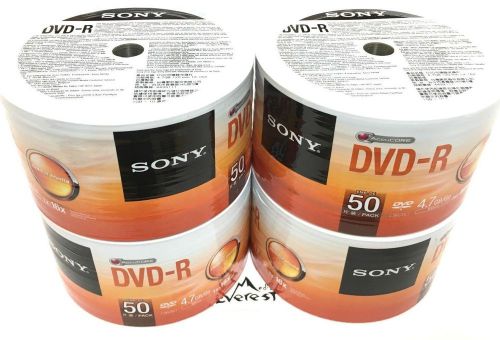 200 SONY Blank DVD-R DVDR Recordable Logo Branded 16X 4.7GB 120min Media Disc
