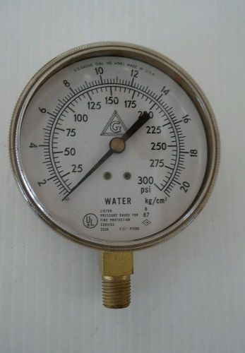 US Gauge 3.5&#034; Water Pressure Gauge for Fire Protection Service 0-300 psi