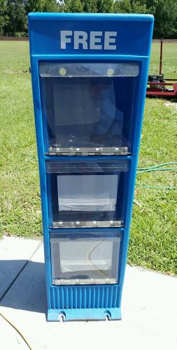 New 3 tier outdoor magazine holder, commercial, blue plastic, local pick up only for sale