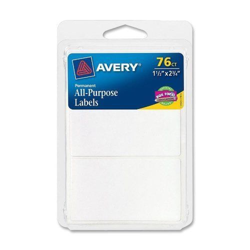 Avery All-Purpose Labels, 1.5 x 2.75 Inches, White, Pack of 76 (6117)