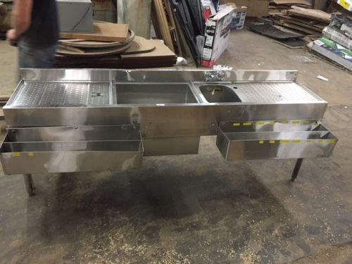 Krowne 18&#034;x84&#034; back bar drain board and sink for sale