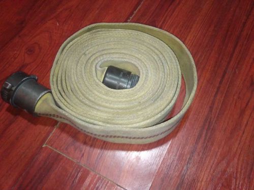 Genuine Vintage Red Head NH Fire Hose with Fittings; Rolled Flat;2 1/2&#034; X 25 Ft?