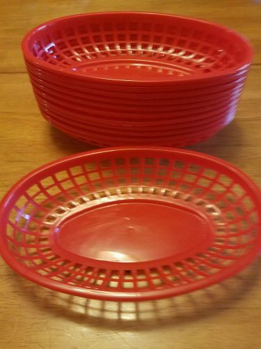 12 Red Food Baskets Restaurant Quality 9-1/2&#034; x 6&#034; Perfect For Outdoor Picnics
