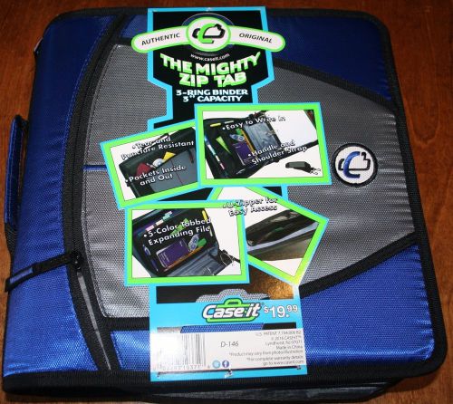 NEW CASE IT BLUE 3&#034; COUPON BINDER CASE WITH INSERTS ZIPPER CLOSE 022293103718