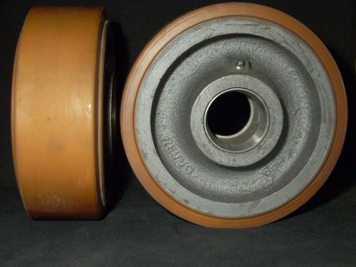 Two new revvo 200pttc 8&#034; x 3&#034; 3940 lb cap vulkollan on cast iron wheels w/ cups for sale