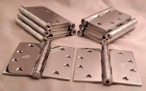 12 mckinney t2714 chrome plated finish full mortise 5 knuckle hinges 4.5&#034; x 4.5&#034; for sale