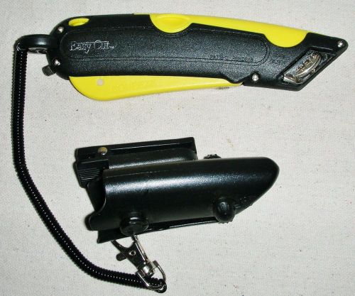 Easy Cut Safety Box Cutter Knife w/ Holster &amp; Lanyard Easycut YELLOW