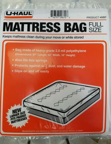 New in Package U-HAUL Moving Full Size Mattress Bag Plastic Cover