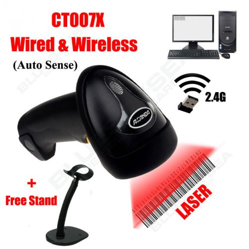 2.4G Wireless Automatic Laser Barcode Scanner Bar Code Reader For POS+Free Stand